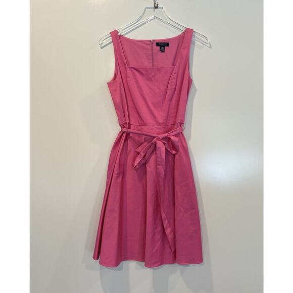 Chaps Pink Belted Fit & Flare Dress Womens Size 10P (1058) - Picture 1 of 4